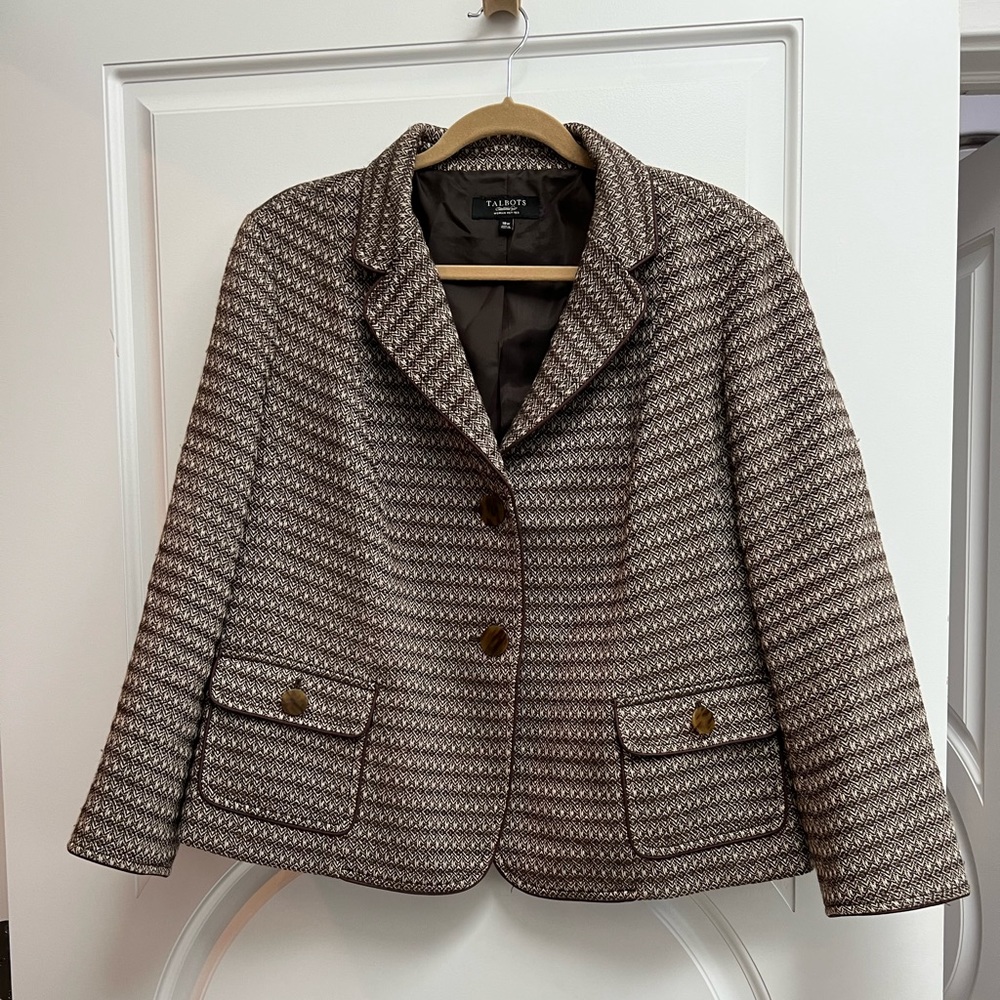 Talbots 18wp Euc Brown Jacket - Beautiful Texture! - image 1